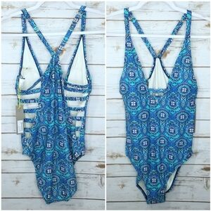 Shade and Shore One Piece Bathingsuit Antique Blue Size 8 NWT